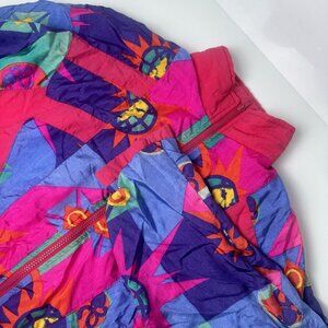 Vintage‎ 90s Windbreaker Jacket Retro Bomber Geometric Statement Women’s Size M